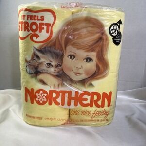 Vintage 1975 NORTHERN Yellow Toilet Paper 2 Ply 4 Rolls Soft & Strong Movie Prop